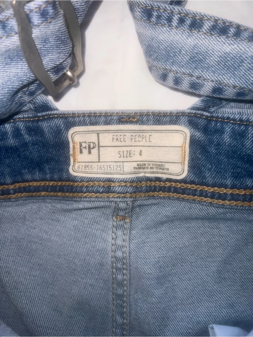 Free People Light Blue Straight-Leg Denim Overalls